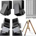 Hulave Stainless Steel Swing Bracket Kit, 4-Pack Swing Set Anchor Leveling Kit Bracket 4"x4"+2pcs A Frame Swing Set Brackets with Mounting Accessories(Black)
