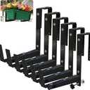 KUAGINZUHE Heavy Duty Adjustable Window Box Brackets - Iron Planter Box Hangers with Reinforced Bottom Support for Balcony, Fence, Railing, Garden - Rust-Proof & Sturdy Flower Pot Holders