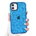 NITITOP Compatible for iPhone 11 Case Cute Flower Floral Clear for Women Girl Ultra Slim Crystal Shockproof Soft TPU Anti-Yellow Protective Phone Cover - Dark Blue