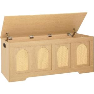 Storage Chest, Wooden Toy Box, Natural Oak 47.2" L