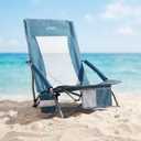 Low Folding Beach Chairs for Adults, Portable Lightweight Sling Beach Camping Chair with Cup Holder,Armrest,Foldable Camp Lawn Chair for Outdoor Sand Concert Travel Sport Events
