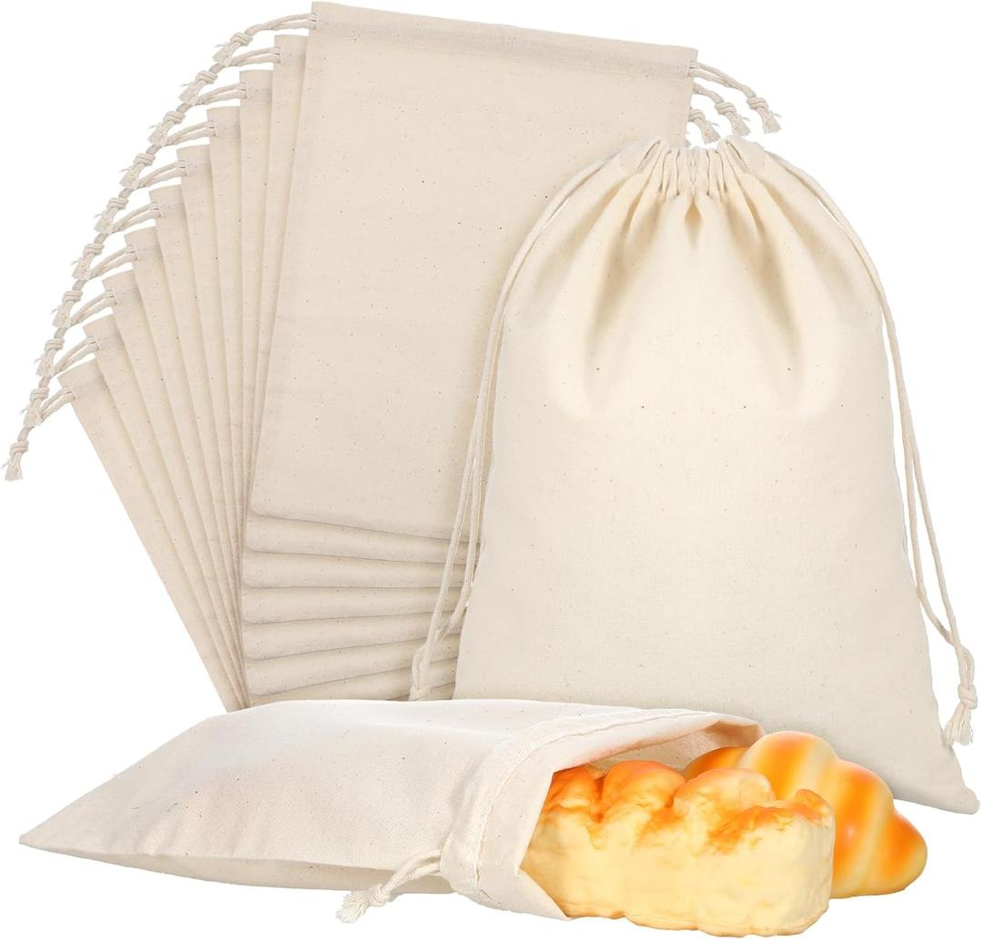 20 Pcs Cotton Storage Bags,8X10 inch Cotton Drawstring Bags,Reusable Produce Bag,Washable Muslin Storage Bag,Natural Canvas Fabric Sachet,for Vegetables Fruit & Grocery Shopping Home Supplies