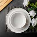 AmorArc Ceramic Dinnerware Sets, Wavy Rim Stoneware Plates and Bowls Sets,Dishwasher & Microwave & Oven Safe Dishes set, Service for 8 (24pc)-Matte White