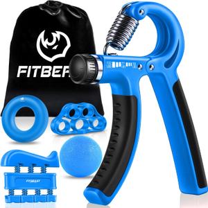 FitBeast Grip Strengthener Forearm Strengthener Hand Grips Strengthener Kit - 5 Pack Adjustable Resistance (Light Blue)