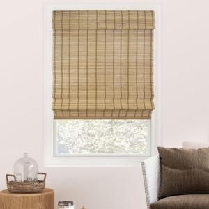 CHICOLOGY Bamboo Roman Shade, Cordless Light Filtering Woven Wood Window Treatment for Living Room, Dining Room, Kitchen & Office, Natural Bamboo Blinds for Boho Coastal Decor, Deer, 27" W x 64" H