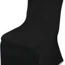 LEBENGURU Premium Spandex Chair Cover, Upgraded White Super Stretch Chair Slipcover Protector with Elastic Leg Pocket for Party, Wedding, Event, Banquet Decoration (Black, 50 PCS)