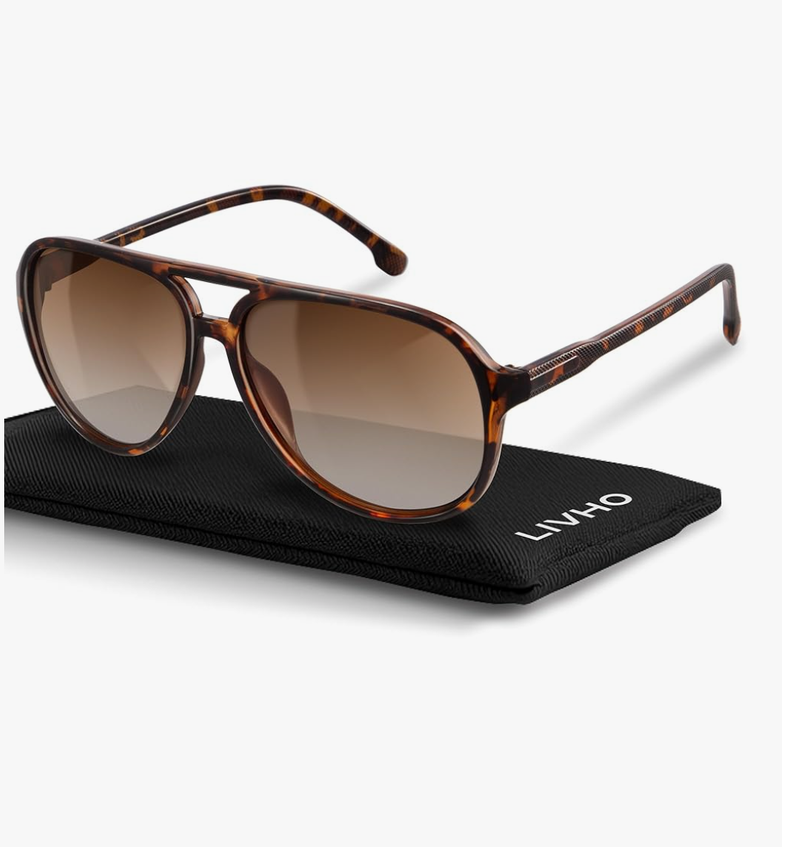 livho Trendy Polarized Aviator Sunglasses Women Men, Retro Sun Glasses for Women Men 2025, Oversized UV Protection Shades