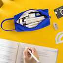 4 x Small Pencil Case Pouch for Girls and Boys Kids, Large Capacity Canvas Pen Bag School Supplies, Portable Pencil Case, Simple Zipper Stationery Bag for Women Men Adults (Light Blue