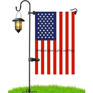 Large Flag Pole Holder For Outside House, Akeydeco House Flag Pole 1 Pack 60inch For 28x40 Flag With Shepherds Hooks For Outdoor Bird Feeder Pole With 5 Prongs Base Without Solar Lights Flag