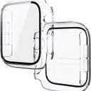 3 x Yitork 2 Pack Case for Apple Watch Series 10 46mm with Built in Screen Protector, HD Hard Full Face Cover Accessories for Iwatch Screen Protector Men Women, Transparent