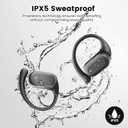 Wireless EarHook Earbuds,Bluetooth 5.4 Open Ear Sports Headphones,Air Conduction Over The Ear Headphones,40Hrs Playtime,IPX5 Waterproof Earphones for Worksout Running