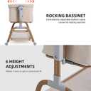 ANGELBLISS 3 in 1 Baby Bassinet, Rocking Bassinets Bedside Sleeper with Comfy Mattress and Wheels, 6 Height Adjustable Easy Folding Portable Bedside Crib for Newborn Infant (Khaki)
