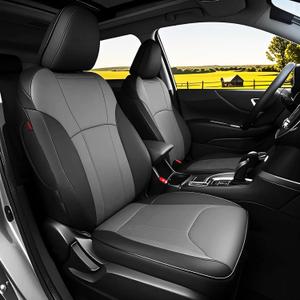 HKZ Custom Fit Outback Car Seat Cover 2-Row Full Set for Subaru Outback 2020 2021 2022 2023 2024 2025 - Leather Full Coverage (Black+Grey)