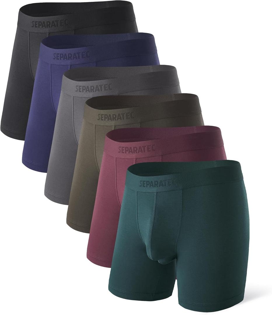 Separatec Christmas Underwear For Men Dual Pouch Boxer Briefs Comfy Soft & Moisture Wicking Rayon From Bamboo Underwear men (Large, A1 - 2 - Multicolor - 6 Pack)