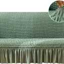 Jeloris Stretch Sofa Slipcover Easy Fitted Sofa Couch Cover with Skirt, Durable Washable Universal High Elastic Furniture Protector for Kids, Pets (X-Large, Green)