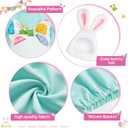 FuWeave Easter Bunny Goose Outfit Easter Egg Porch Goose Costume for Cement Plastic Geese Statue Spring Outdoor Garden Yard Patio Decoration(Baby Blue,17 Inches,Cute Bunny)