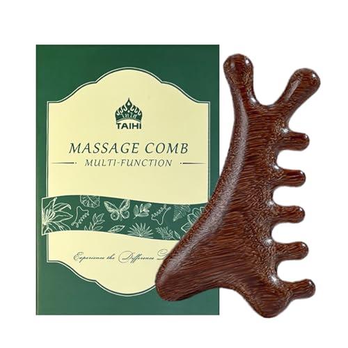 TAIHI Wooden Scalp Massager with Gift Box Wooden Comb Handmade Green Sandalwood Scalp Comb for Gua Sha Head Neck Face Care