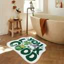 SHIYUE You Look Good St Patrick Shamrock Gnome Bath Mat, Cute Lucy Bathroom Rug, Soft Absorbent Water Non Slip Superior Microfiber Cool Shower Leprechaun Decor(21"x25"Green)