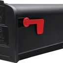Architectural Mailboxes Parsons Rust-Proof Plastic Post Mounted Mail Box for Outside, Black, Medium Curbside Mailbox, USPS Approved for Residential Delivery