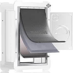 MIAOTONG 3-Flap Dog Door for Wall, Energy-Efficient Insulated Pet Door for Wall, Aluminum Lock Doggy Door for Wall,Steel Frame and Telescoping Tunnel Dog Doors(Pets Up to 100 Lb) -Large