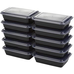 GoodCook Meal Prep Containers, Single Compartment 10-Pack, BPA-Free Reusable Food Storage, Black, Microwave & Freezer Safe, Stackable Meal Prep Containers for Lunches and Snacks