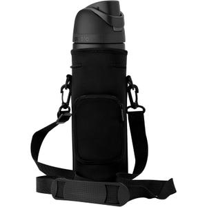 Neoprene Carrier Water Bottle Insulation Sleeve,Waterproof, Anti-Slip, Anti-Scratch Pouch with Shoulder Strap, fit for Owala Insulated Stainless Steel Water Bottle (Black, For 32 oz)