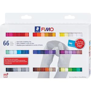 STAEDTLER FIMO Soft Polymer Clay - Oven Bake Clay for Jewelry, Sculpting, Crafting, 66 Pieces, Assorted Colors, 8023 C66-1