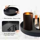 FramePro Large Round Wooden Coffee Table Trays 20" - Multi-Functional Home Decor Ottoman Serving Platter Black