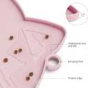 Coomazy Cat Food & Water Mat, Thicker Non-Slip Silicone Mat with Raised Edge (Pink, Medium)
