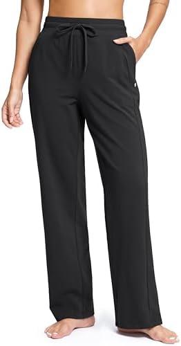 Soothfeel Women's Cotton Sweatpants Lounge Sweat Pants High Waisted Open Bottom Casual Yoga Pants for Women with Pockets (2XL,Black)