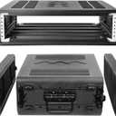 Diandian 2U Rack Case Shallow 16" Depth, 19" Rackmount Flight Case, Watertight Dust-Proof, Shock Mount for Amplifier, Pro Audio, DJ Mixer, Effects with Microphone Compartments