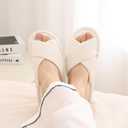 Evshine House Slippers for Women Memory Foam Bedroom Slippers Corduroy Open Toe Slides Shoes Indoor and Outdoor, 270MM