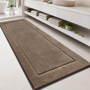 anllugs Bathroom Rugs, Non-Slip Bath Runner Rugs, 30" x 84", Brown