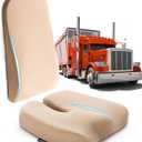 Elmara Doctor-Designed Seat Cushion for Truck Driver is The Ultimate Comfort Solution for 18 Wheelers  Semi Truck Seat Cushion & Back  Truck Driver Accessories (Cream)
