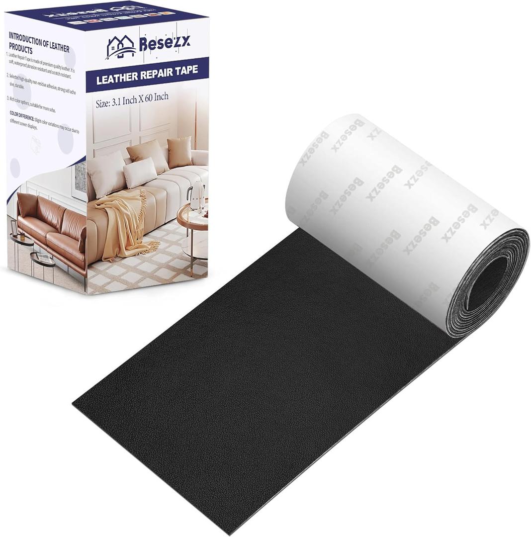 Besezx Leather Repair Patch Tape Kit, Self Adhesive Leather Repair for Furniture, Couch, Sofa, Car Seats,Office Chair,Vinyl Repair Kit.3.1inx60in
