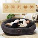 Fvkind Human Dog Bed for Adult Kids, 70"x33"x12" Washable Faux Fur Human Size Dog Bed for People Doze Off, Dark Grey