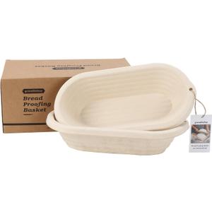 2 x 12inch Pulp Oval Sourdough Banneton Bread Proofing Basket Baking Supply with Linen Liners for Professional and Homemade Artisan Bread