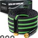 50FT Lightweight Super Flexible Garden Hose - Kink-Free, Non-Expanding, Easy Storage for Yard Lawn Outdoor Use (Black-Green)
