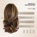 14 Inch Ponytail Extension - Clip in Ponytail Hair Extensions, Curly Wavy Pony Tails Hair Extensions, Synthetic Claw Clip Ponytail Extension for Women (Color: Chestnut Brown With Golden Highlights)