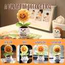 Sea Team Handmade Positive Sunflower Crochet Doll with Emotional Support Card, Knitted Artificial Flower, Christmas Decoration, Thank You Gift for Coworker, Friend, Bestie, Teacher (Small)