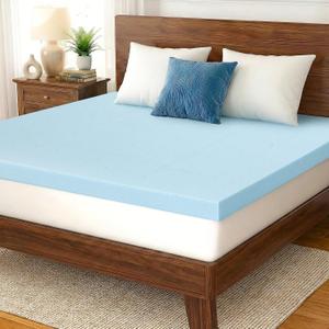 Gel Memory Foam Mattress Topper King Size, 4 Inch, Pressure Relief, Blue | Plush Comfort, Ventilated Breathable Design, Gentle Contouring, CertiPUR-US Certified Foam