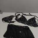Sexy Lingerie for Women Naughty 3 Piece Lace Bralette, Mini Skirt with G-String Crotchless Lingerie Outfits (Medium, Black)