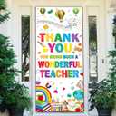 Treasure Cove Thank You Teachers Door Cover Teacher Appreciation Decorations Happy Teacher Week Banner Classroom Door Decor for School Front Porch Sign Appreciation Party Supplies