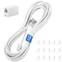 Uvital Phone Extension Cord 15 FT, Telephone Extension Line Cable with RJ11 Plug and 1 in-line Coupler and 15pcs Nail-in Cable Clip Holders, White