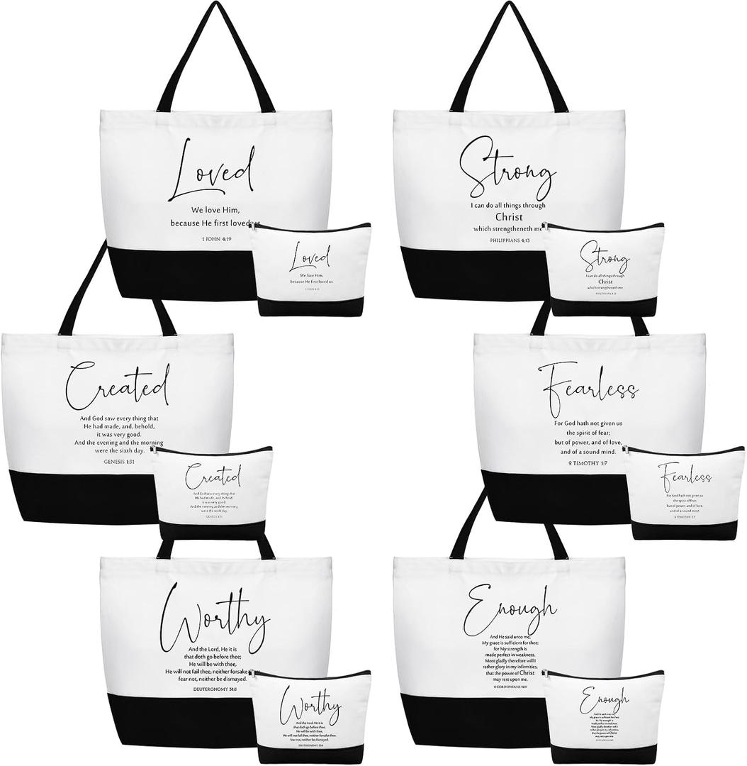 Abbylike Christian Women Gifts Bags Bible Verse Tote Bag Inspirational Religious Church Cosmetic Makeup Bag