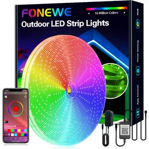FONEWE 100FT Outdoor Led Strip Lights Waterproof IP68 Led Strip Lights Music Sync Color Changing RGB Waterproof Led Light Strips with App Control Led Lights for Bedroom Halloween Christmas Decorations