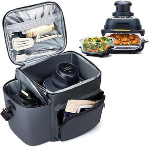 Padded Carrying Bag for Ninja Crispi Air Fryer 4Qt & 6Cup Glass Containers, 2 Main Pockets Design for Ninja Crispi PowerPod & Container Storage, Waterresistant Portable Carry Case (Bag Only)