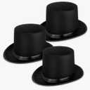 3 Pack Black Felt Top Hats for Kids,Magician Hat Costume,Tall Victorian Tuxedo Costume Hat for Halloween Dress up Cosplay Party Accessories