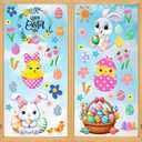 4 x Easter Window Clings Happy Easter Bunny Rabbit Egg Window Stickers Double-Side Glass Decals for Home Office School Shop Display Party Decorations, 9 Sheet