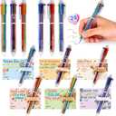 2 x 24 Pcs Valentines Day 6-In-1 Multicolor Retractable Ballpoint Pens Bulk with Cards Party Favors School Office Gifts Exchange Classroom Rewards Goodie Bags for Kids Students Teachers Teens Adults